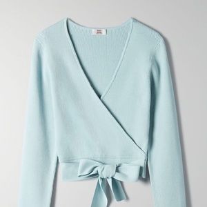 Aritzia Light Blue Wrap Sweater